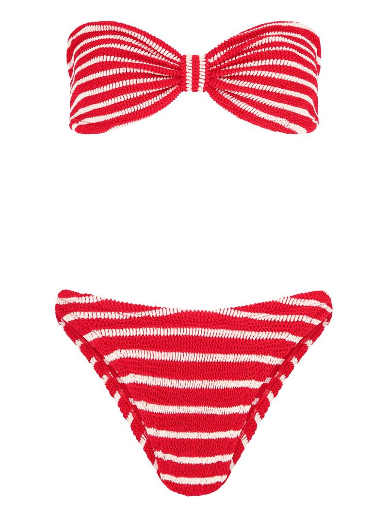 Red Jean Bandeau Bikini Set