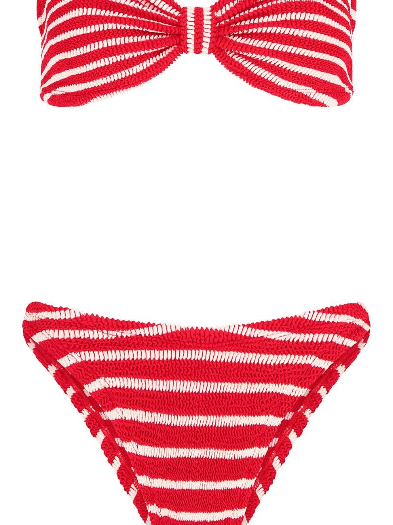 Red Jean Bandeau Bikini Set