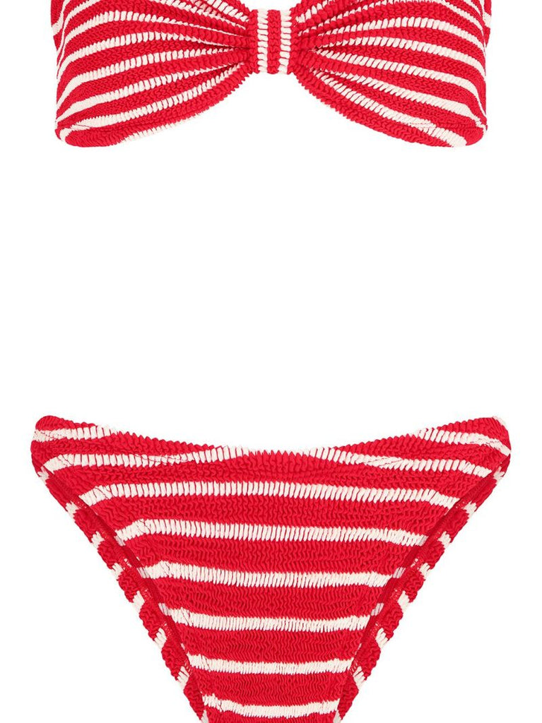 Red Jean Bandeau Bikini Set