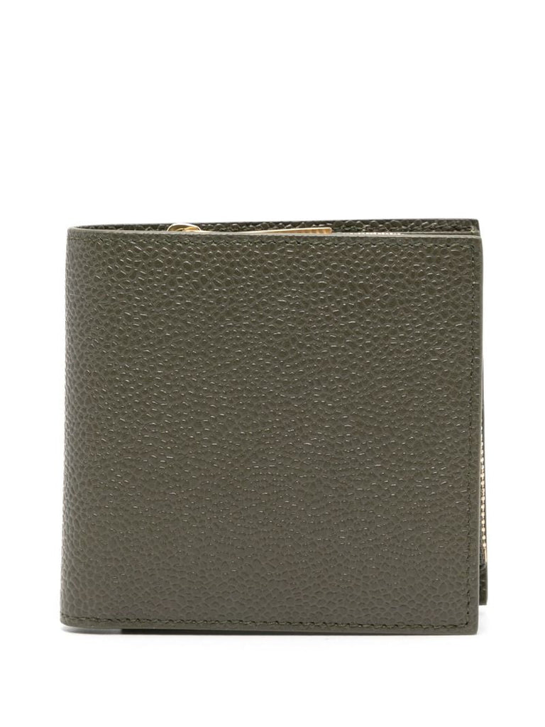 Olive Green Pebbled Tri-fold Wallet