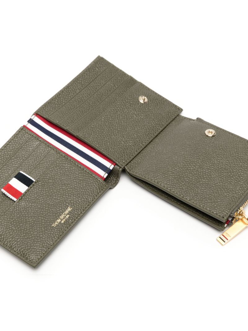 Olive Green Pebbled Tri-fold Wallet