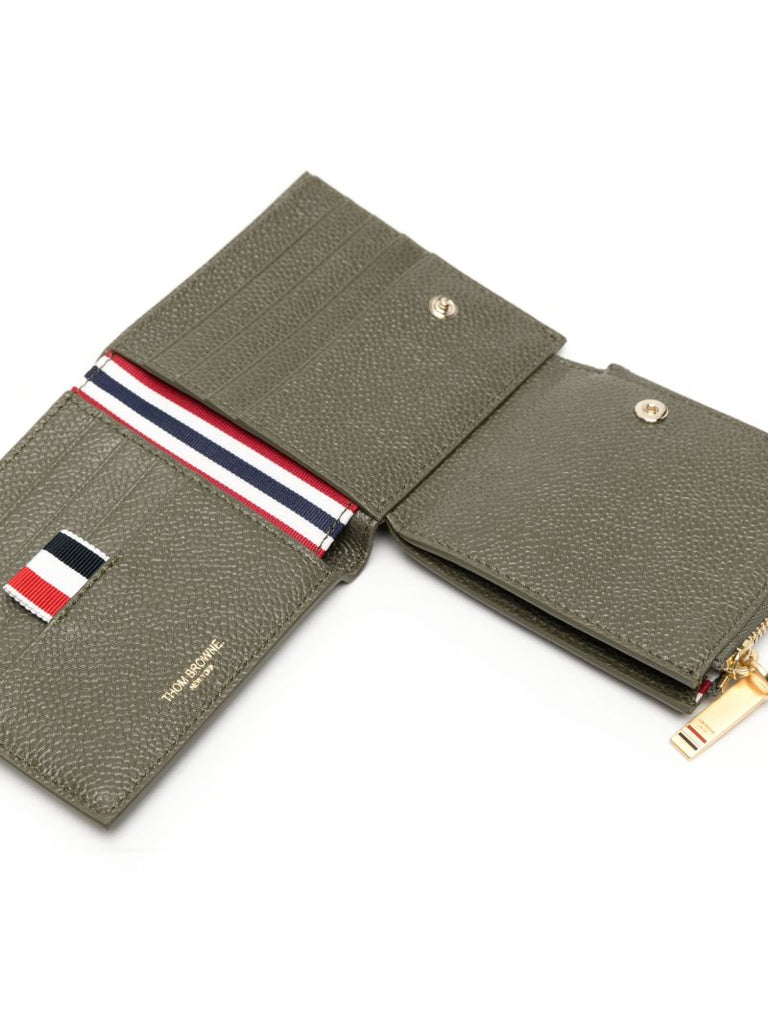 Olive Green Pebbled Tri-fold Wallet