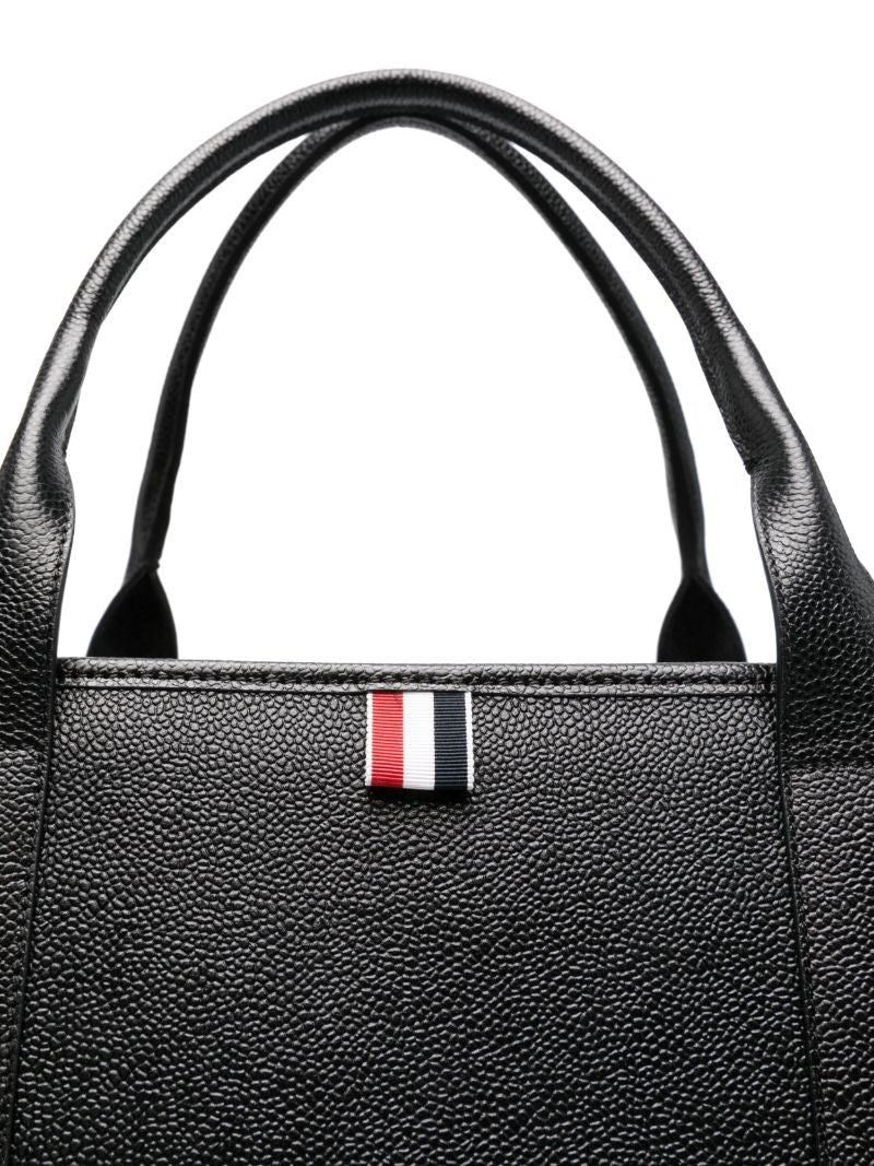 Black Rwb Stripe Leather Tote Bag