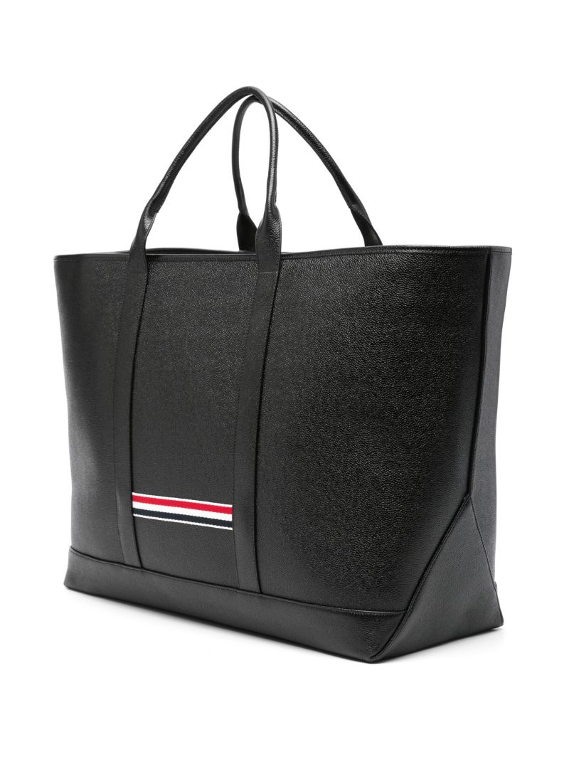 Black Rwb Stripe Leather Tote Bag
