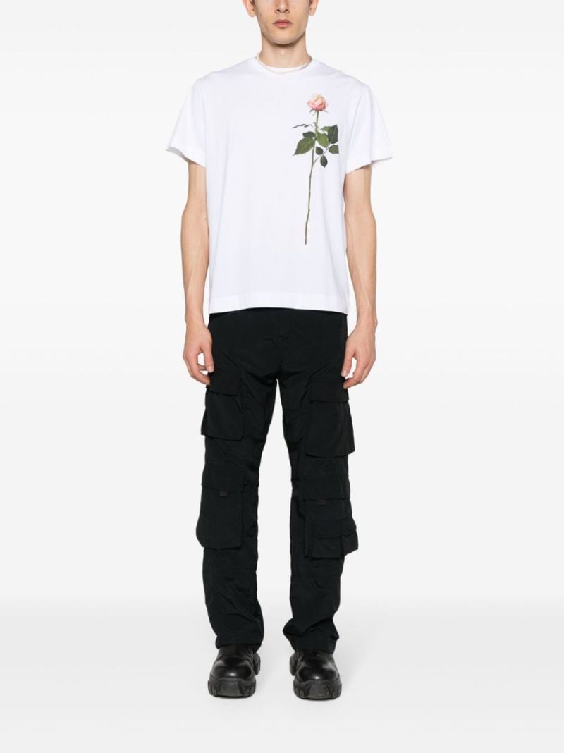 White Rose Print Cotton T-shirt
