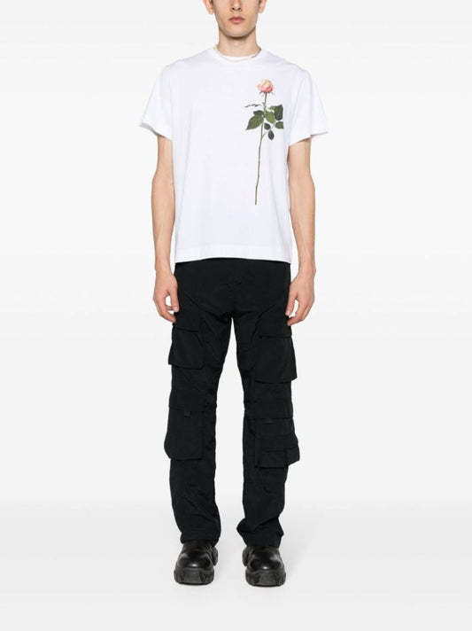 White Rose Print Cotton T-shirt