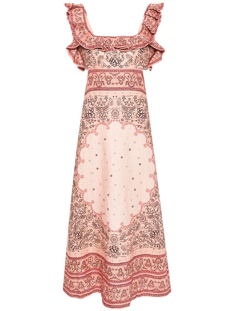 Pink Matchmaker Bandana-print Linen Dress