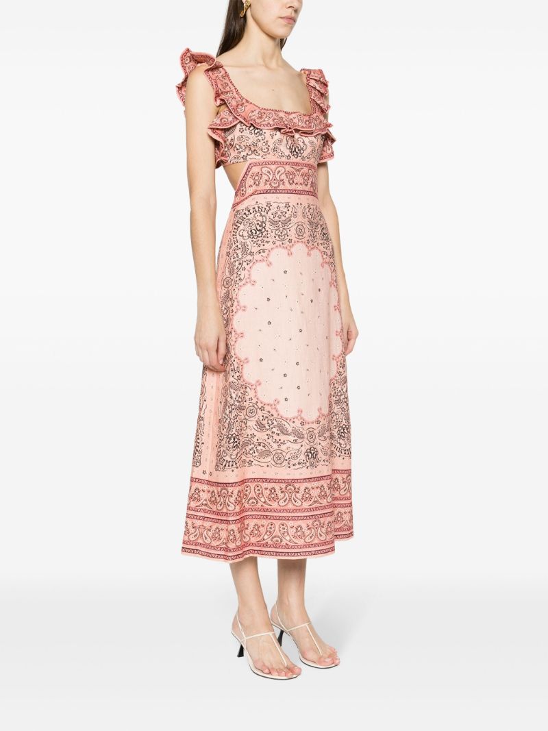 Pink Matchmaker Bandana-print Linen Dress