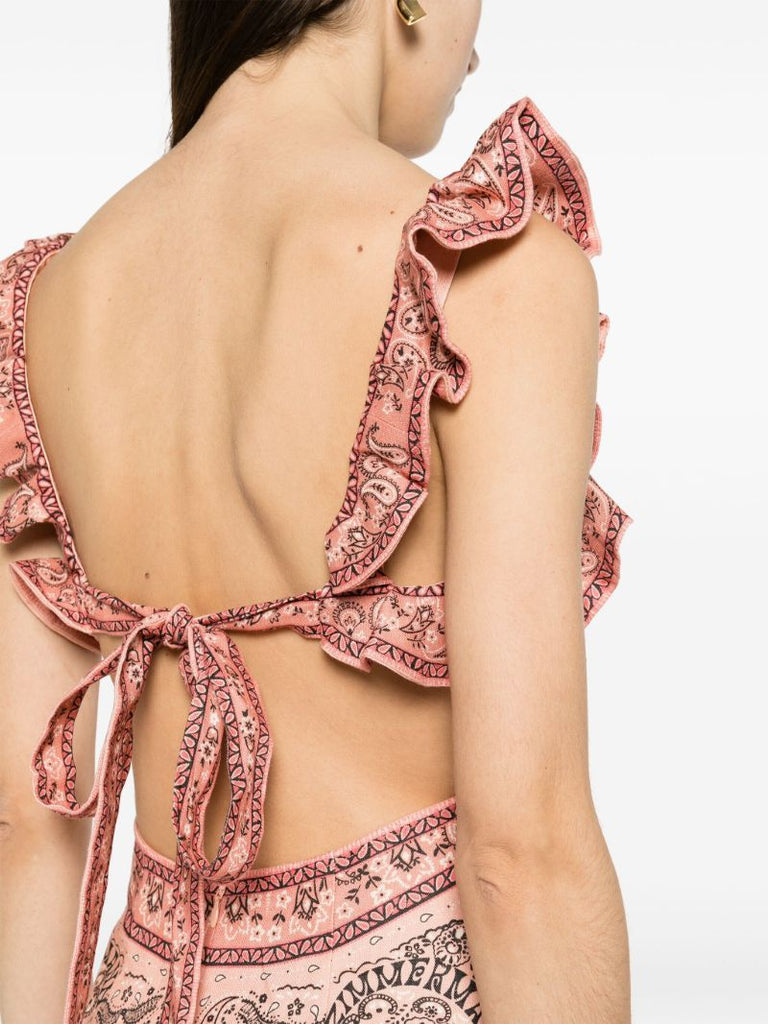 Pink Matchmaker Bandana-print Linen Dress