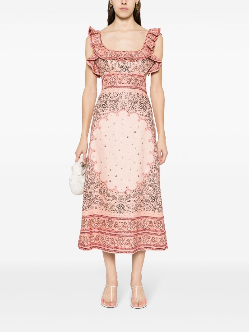 Pink Matchmaker Bandana-print Linen Dress