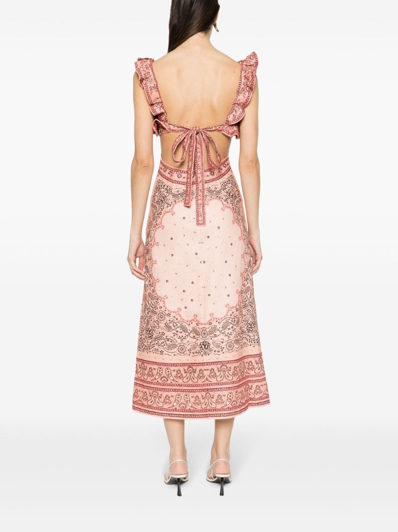 Pink Matchmaker Bandana-print Linen Dress