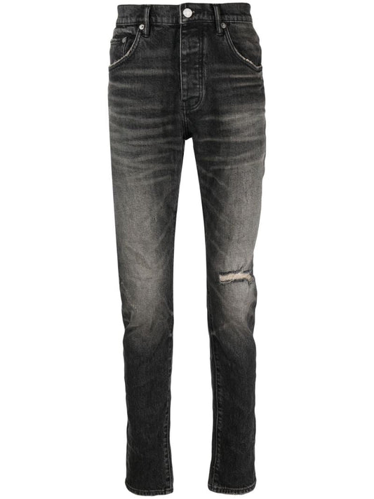 Black P001 Low-rise Slim Jeans