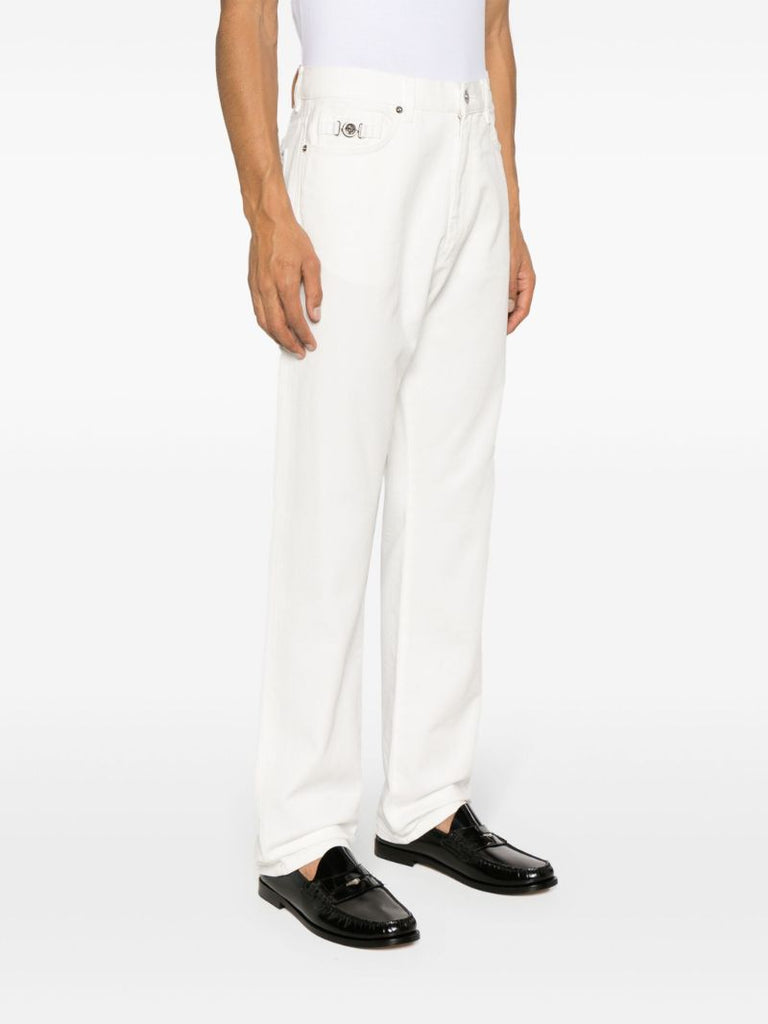 White Mid-rise Straight Jeans
