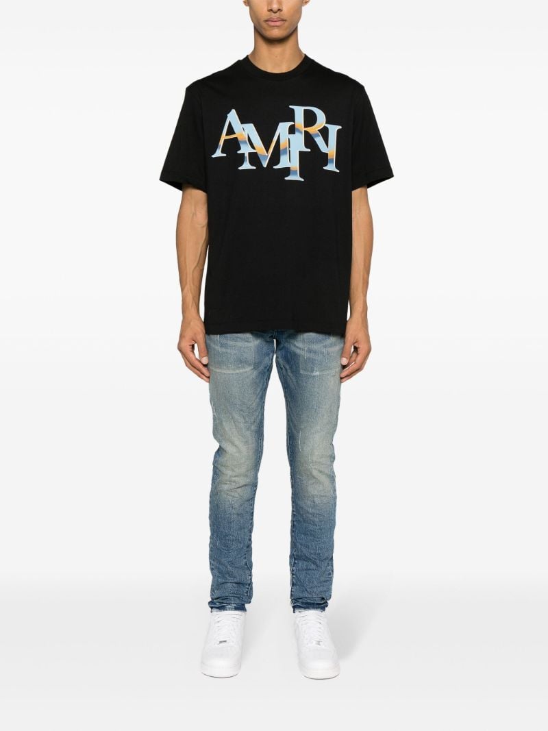 Black Staggered Logo Cotton T-shirt