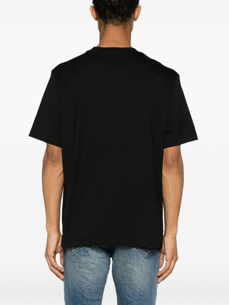 Black Staggered Logo Cotton T-shirt