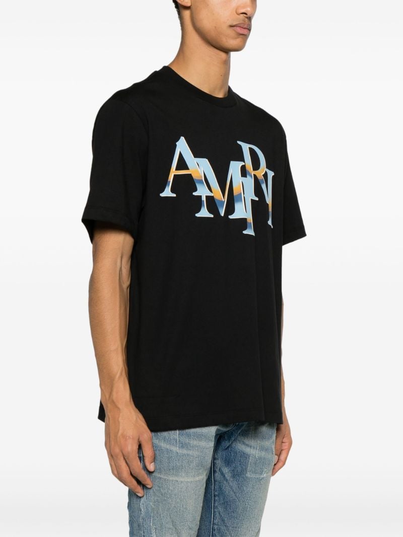 Black Staggered Logo Cotton T-shirt