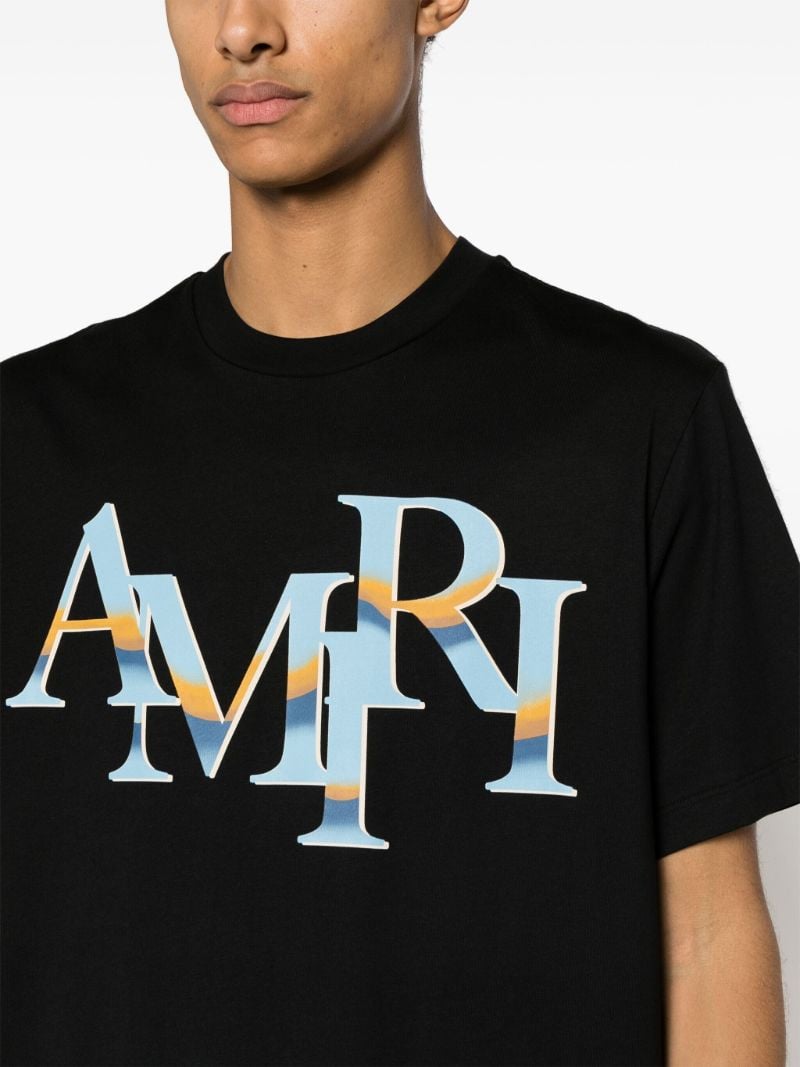 Black Staggered Logo Cotton T-shirt