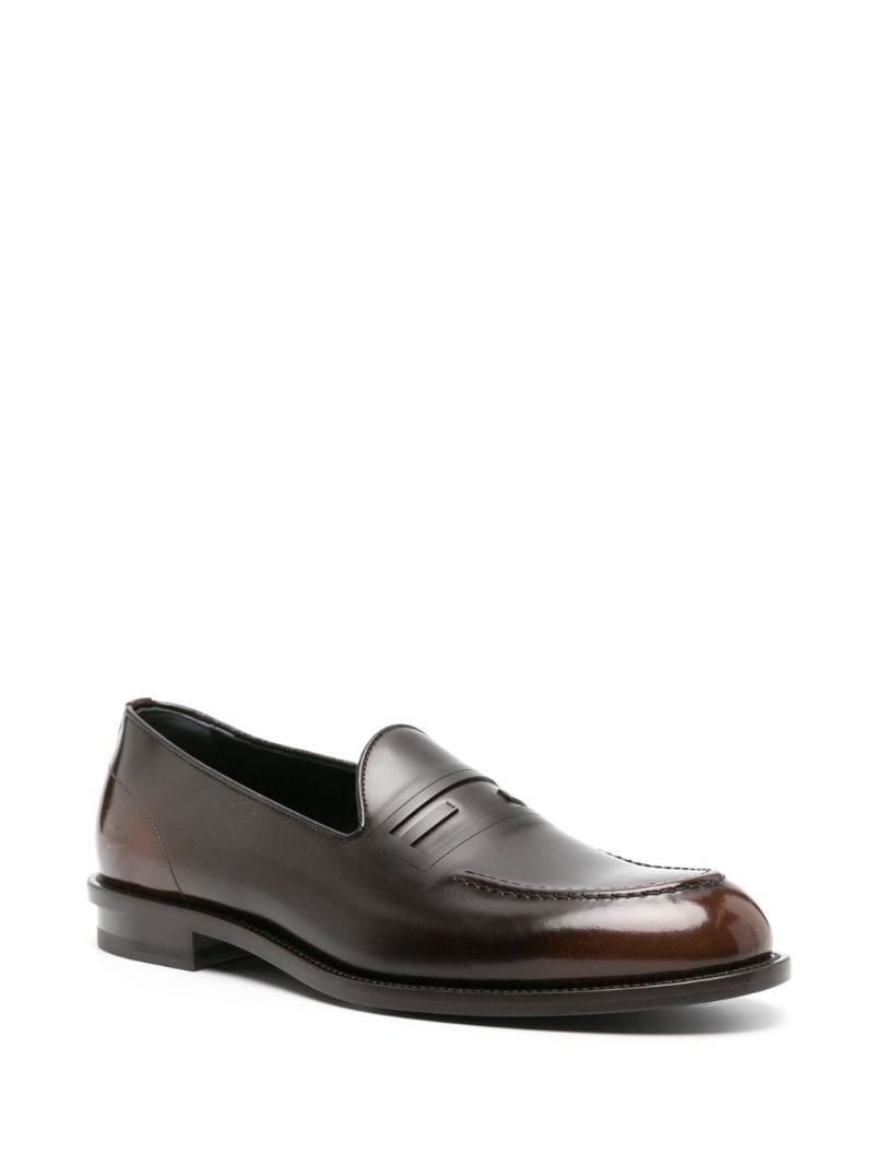 Brown Baguette Leather Loafers
