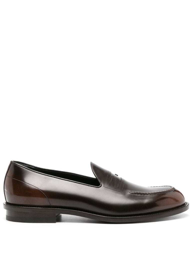Brown Baguette Leather Loafers