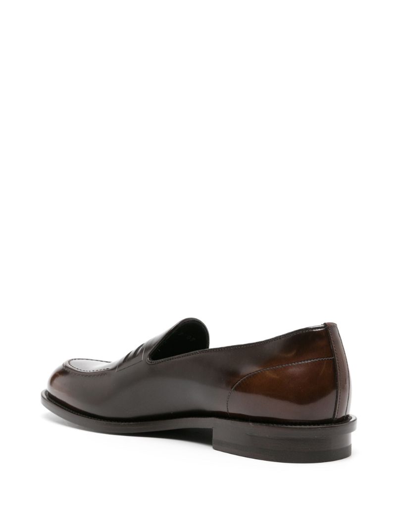 Brown Baguette Leather Loafers