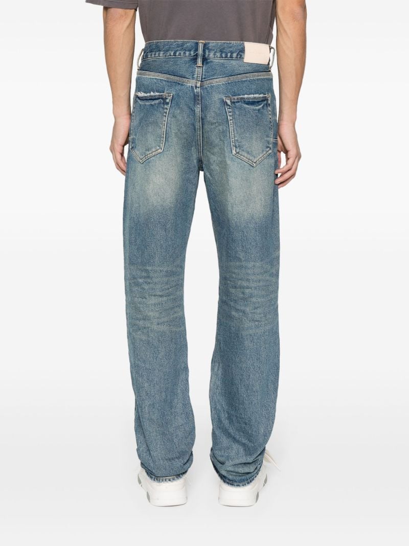 Blue Distressed Straight Leg Jeans
