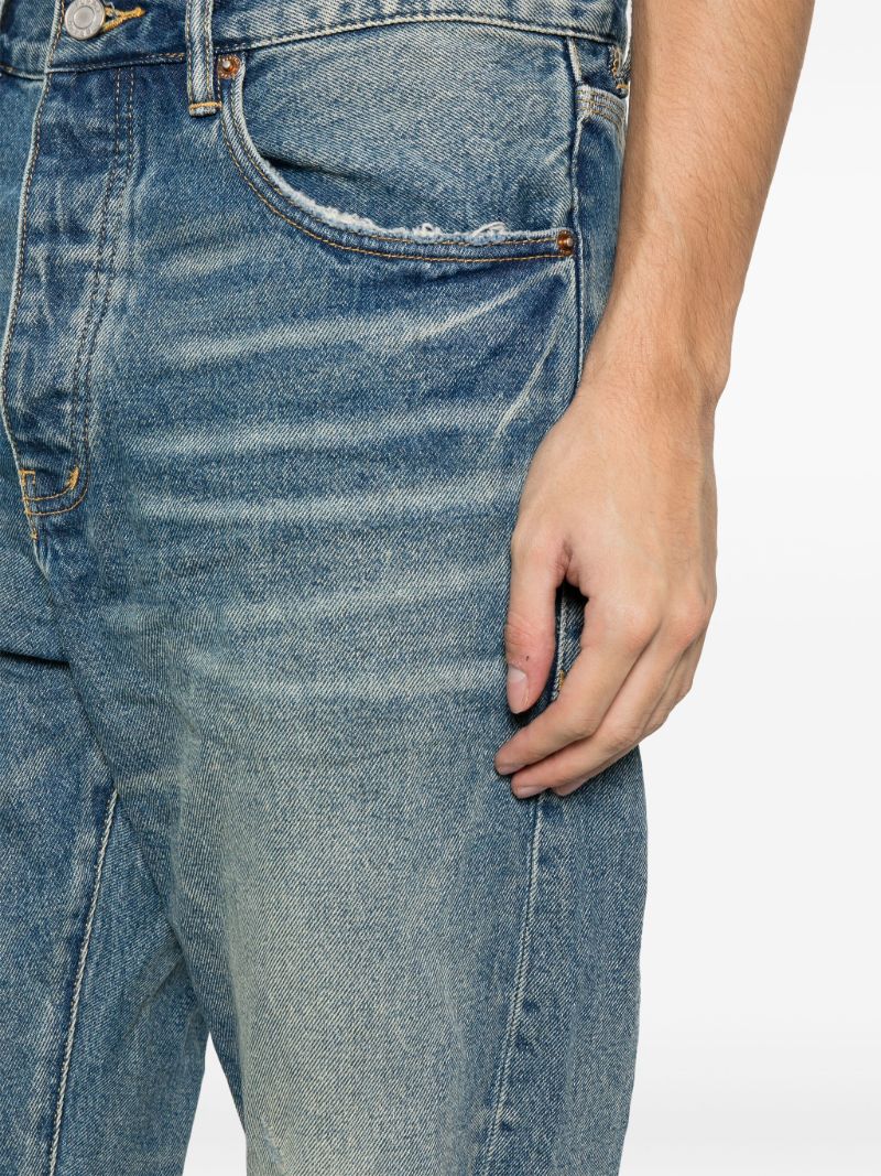 Blue Distressed Straight Leg Jeans