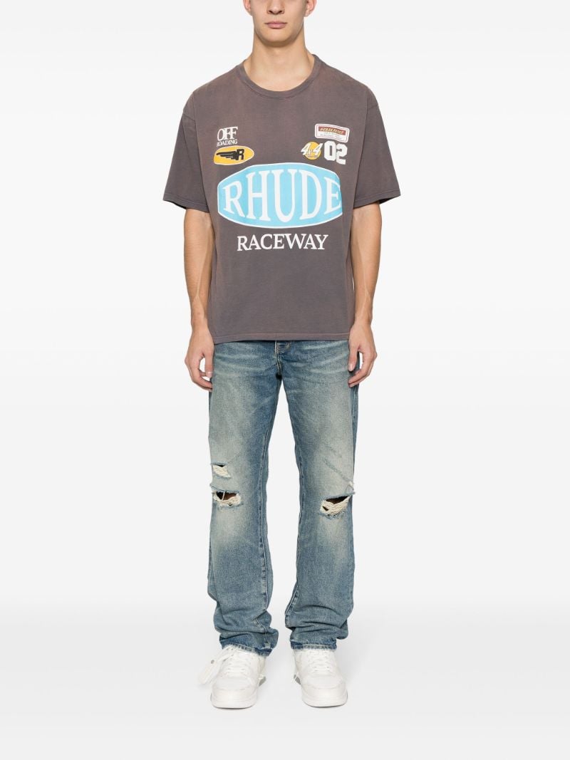 Blue Distressed Straight Leg Jeans