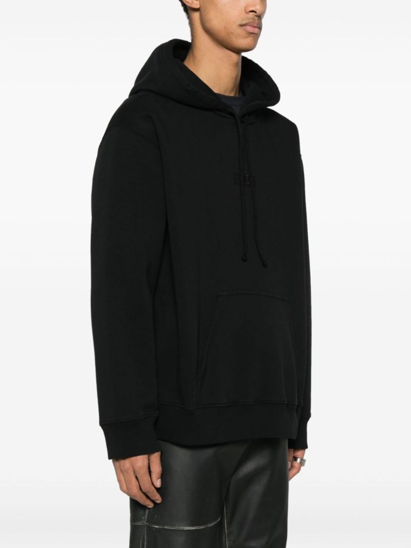 Black Numbers-embroidered Cotton Hoodie