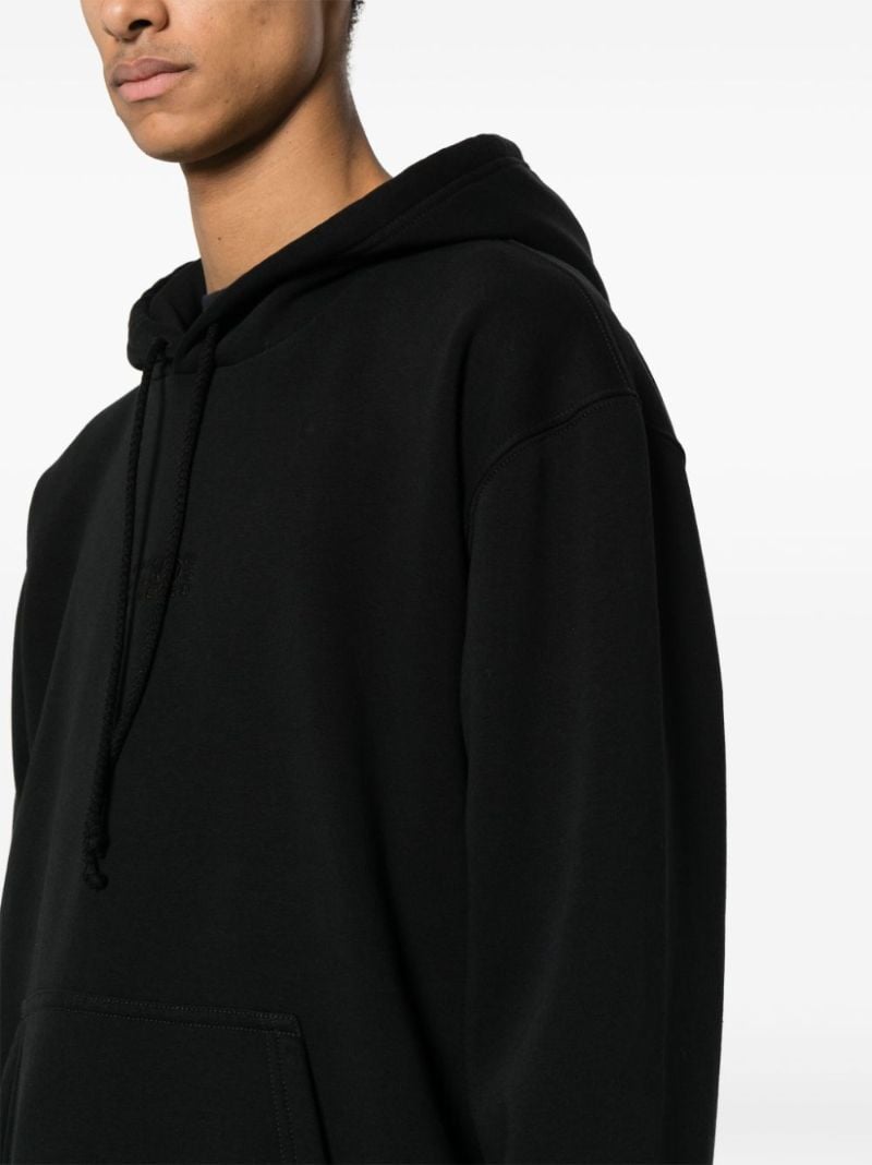 Black Numbers-embroidered Cotton Hoodie
