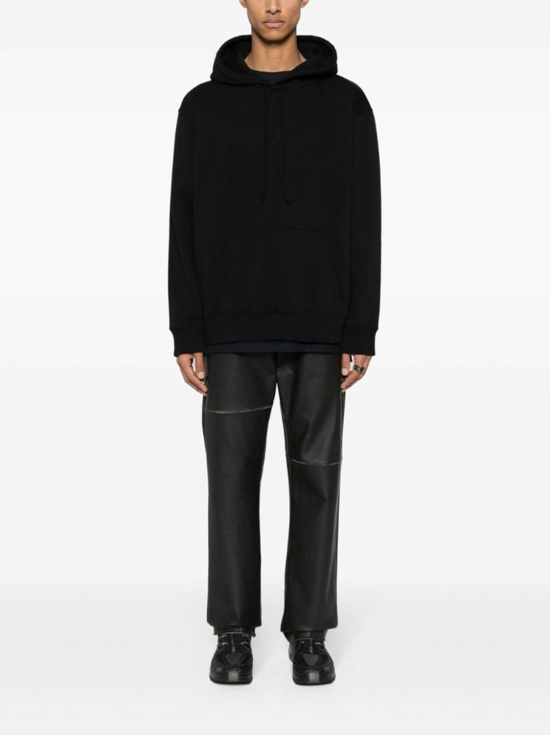 Black Numbers-embroidered Cotton Hoodie