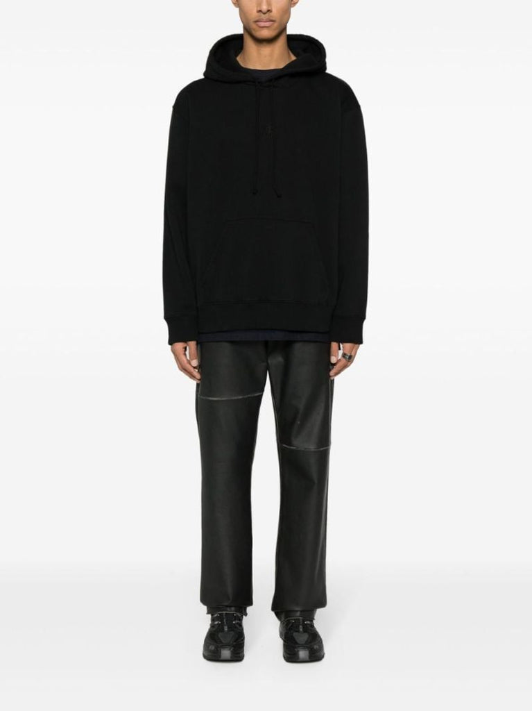 Black Numbers-embroidered Cotton Hoodie