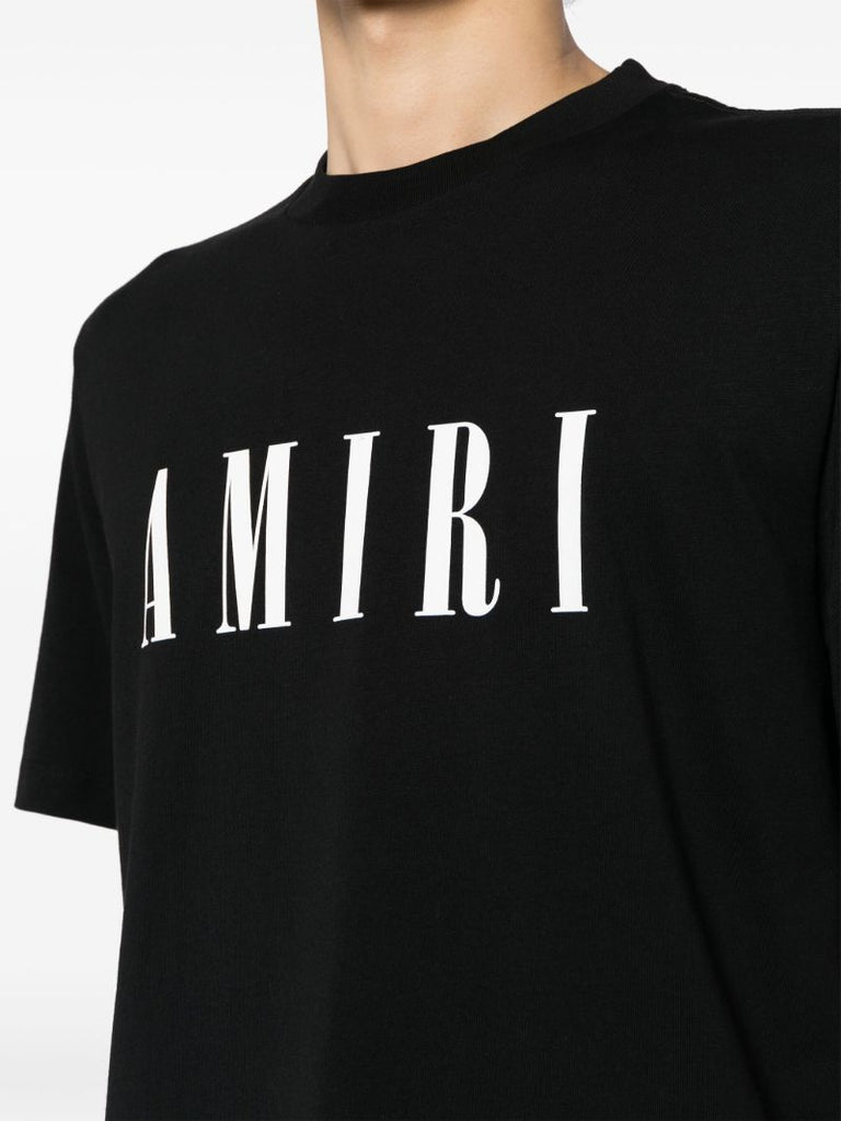 Black Cotton Logo Print T-shirt