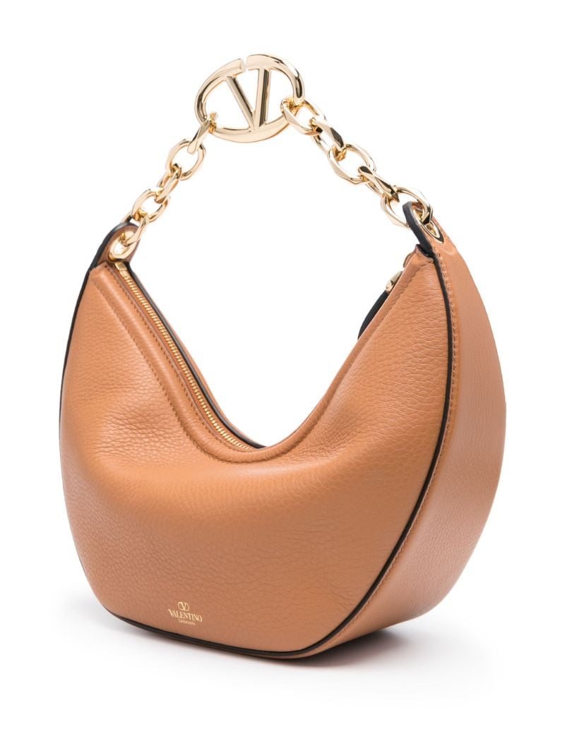 Brown Vlogo Moon Small Leather Shoulder Bag