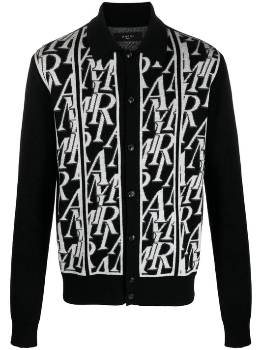 Black Repeat Merino-wool Cardigan