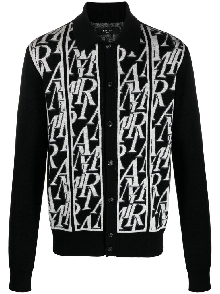 Black Repeat Merino-wool Cardigan