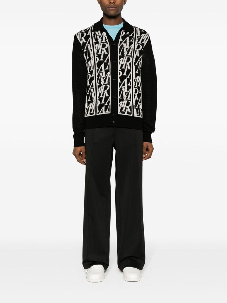 Black Repeat Merino-wool Cardigan