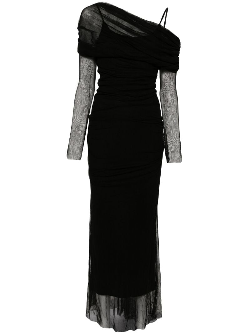 Black Veiled Silk Maxi Dress