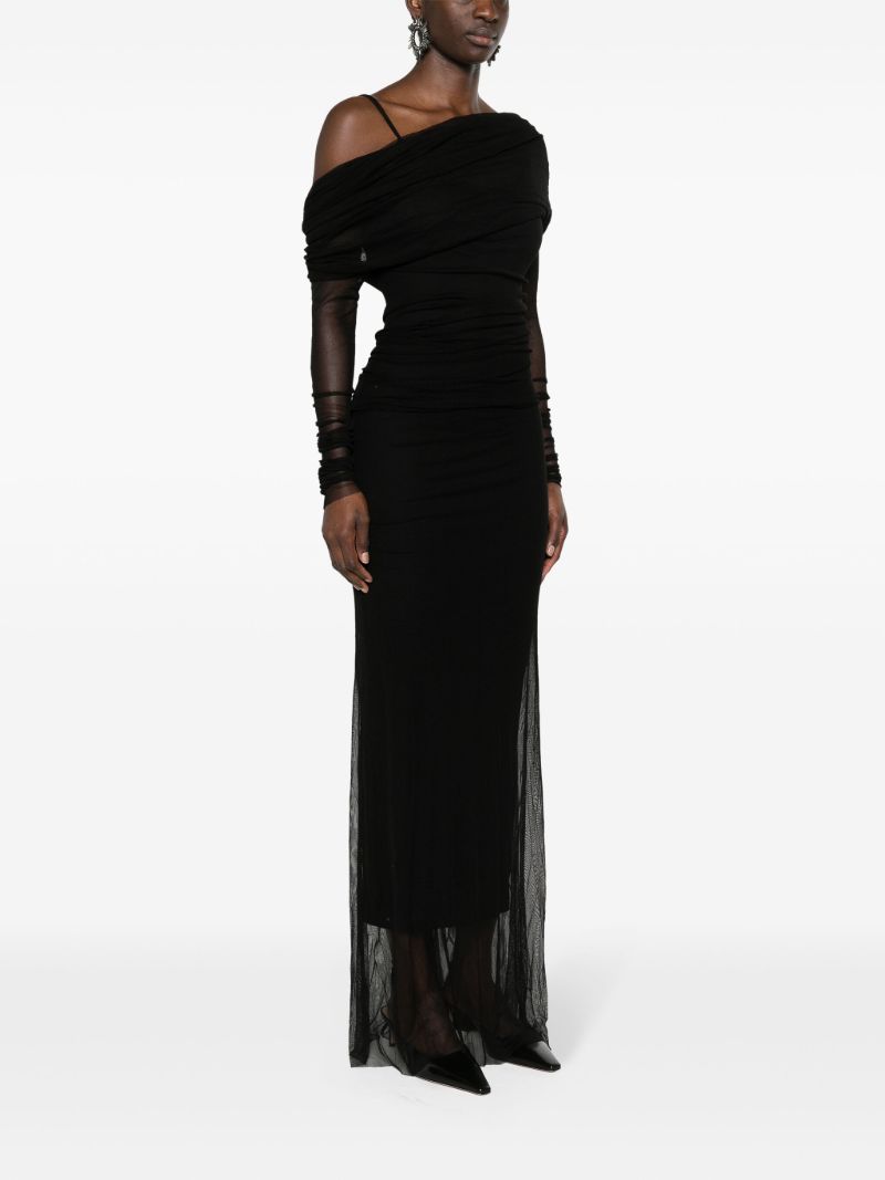 Black Veiled Silk Maxi Dress