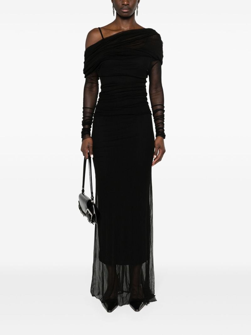 Black Veiled Silk Maxi Dress