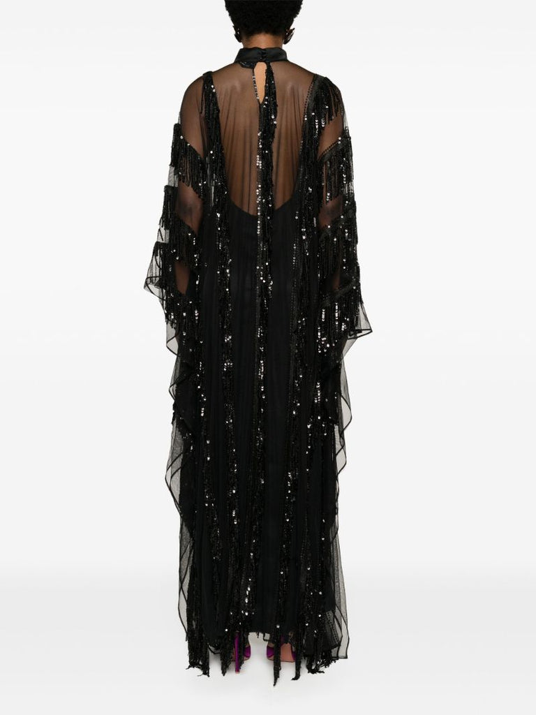 Black Showgirl Sequin-embellished Maxi Dress