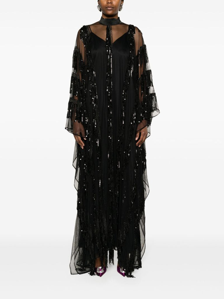 Black Showgirl Sequin-embellished Maxi Dress