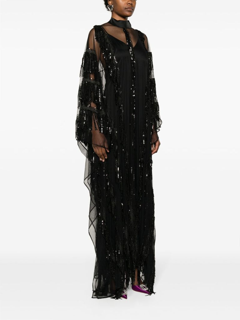 Black Showgirl Sequin-embellished Maxi Dress
