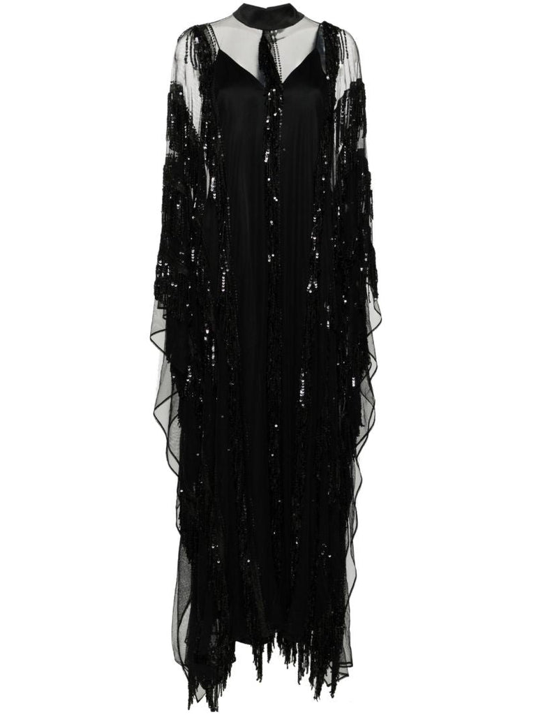 Black Showgirl Sequin-embellished Maxi Dress