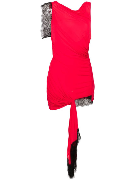 Red Galathea Asymmetric Mini Dress