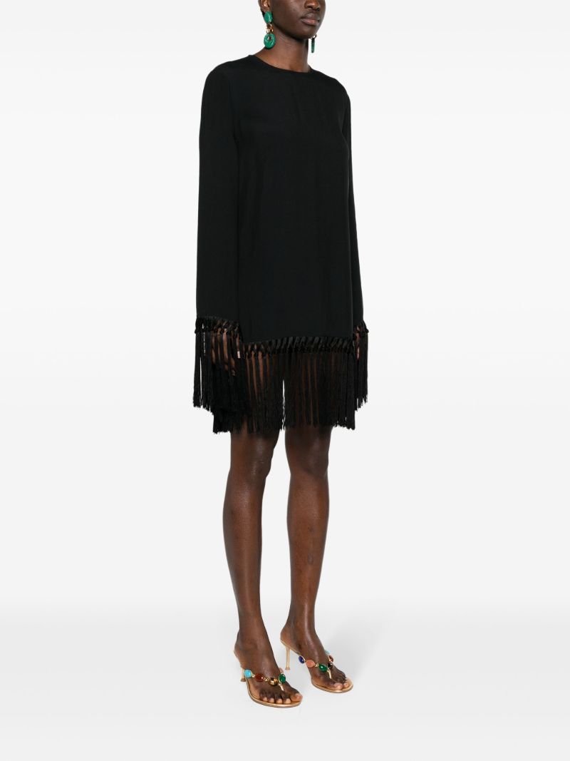 Black Claudia Fringed Mini Dress