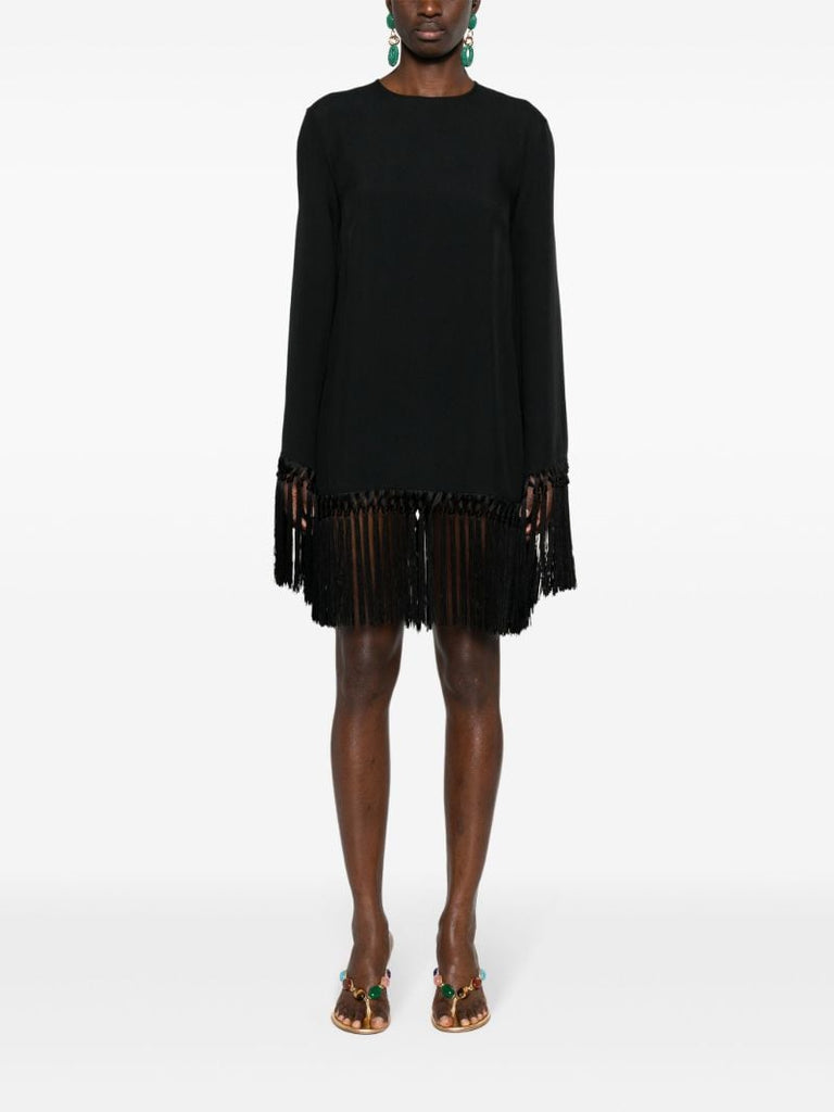 Black Claudia Fringed Mini Dress