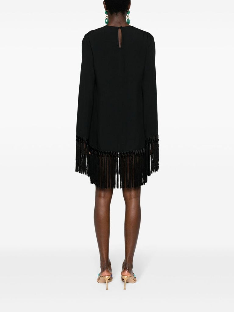 Black Claudia Fringed Mini Dress