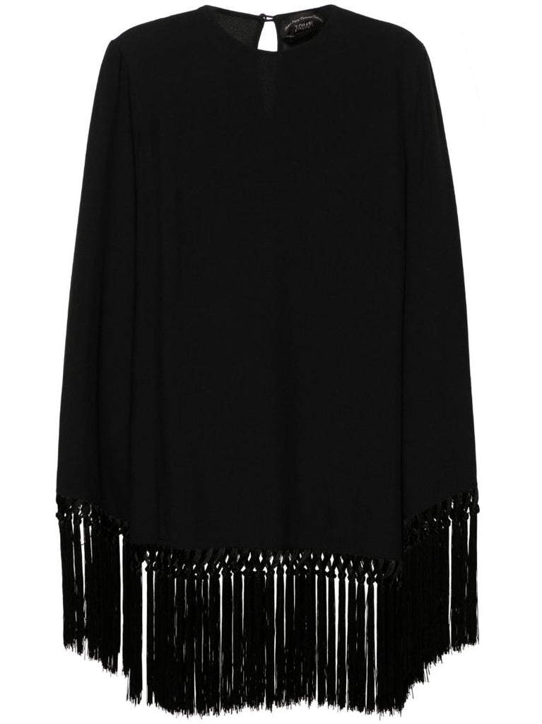 Black Claudia Fringed Mini Dress