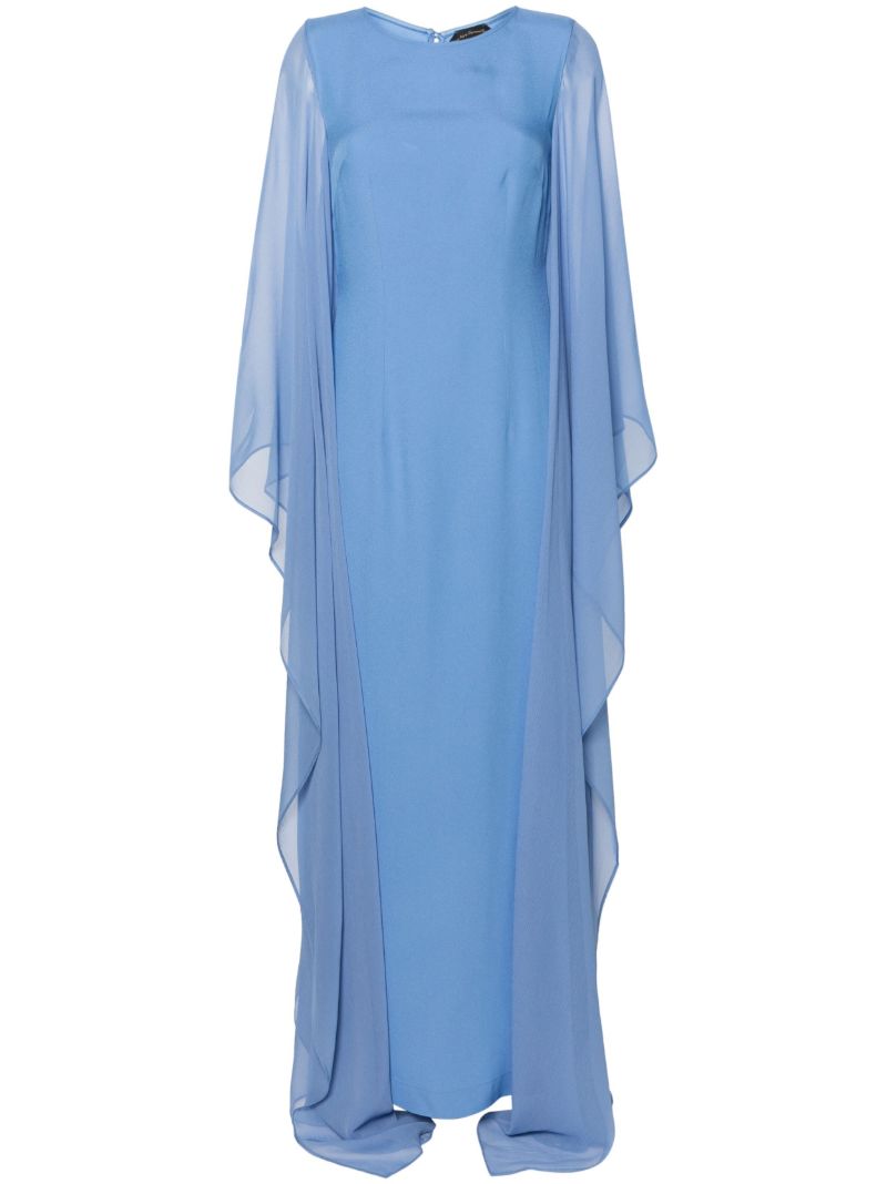 Blue Draped-sleeve Gown