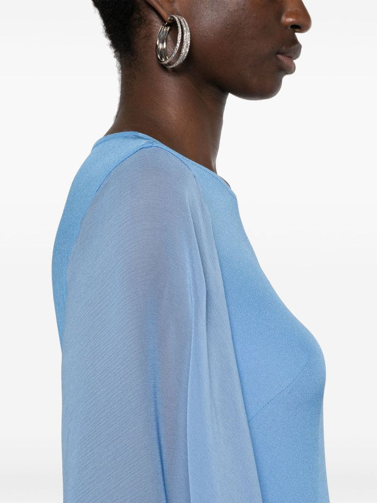 Blue Draped-sleeve Gown